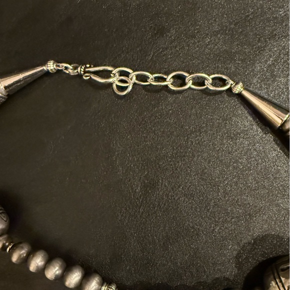 Southwestern Turquoise Sterling Silver Black Onyx Cross Navajo Pearls Necklace - Picture 7 of 8